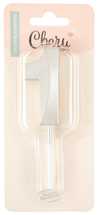 Свеча Цифра, 1 Грани, на шпажке, Жемчужный, Перламутр, 3,5*6,5 + 3,5 см, 1 шт. с держат.