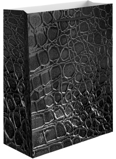 Пакет подарочный, 210гр, Кожа крокодила, Черный, Металлик, 15*12*7 см, 1 шт.