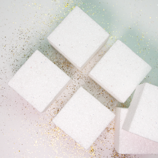 Фигура из пенопласта Куб, 5 см. Белый, Металлик, с блестками, 6 шт.