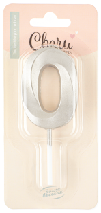 Свеча Цифра, 0 Грани, на шпажке, Жемчужный, Перламутр, 3,5*6,5 + 3,5 см, 1 шт. с держат.