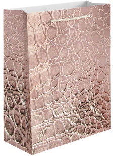 Пакет подарочный, 210гр, Кожа крокодила, Розовое Золото, Металлик, 15*12*7 см, 1 шт.