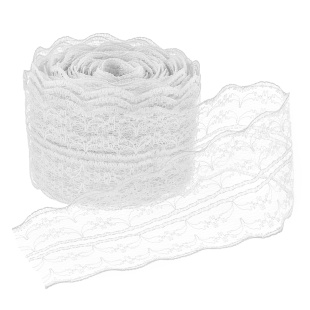 Декоративная лента (4,5 см*10 м) Широкое Кружево, Белый, 1 шт.